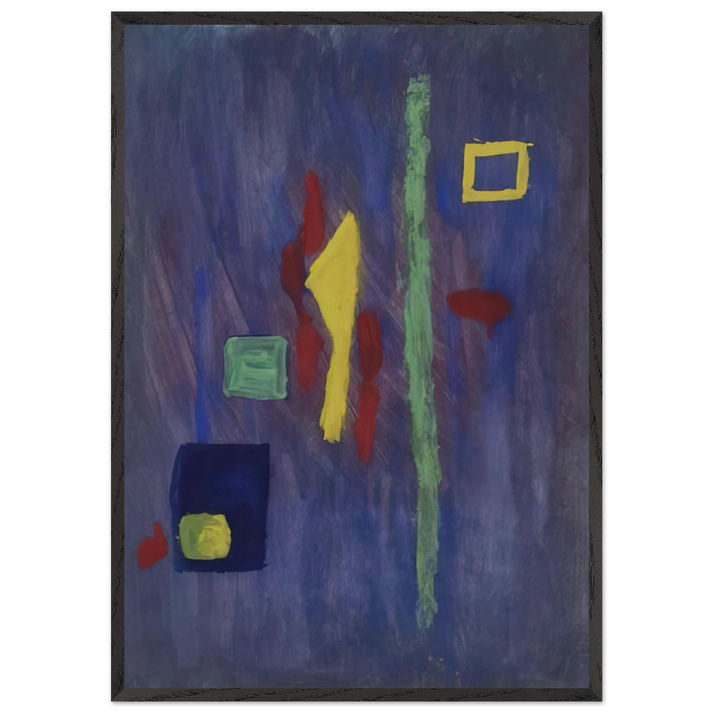 Untitled  Red Yellow and Green Forms on a Purple Ground  - Barnett Newman 70x100 cm / 28x40 inches Framed Art Print – Black Wooden Frame