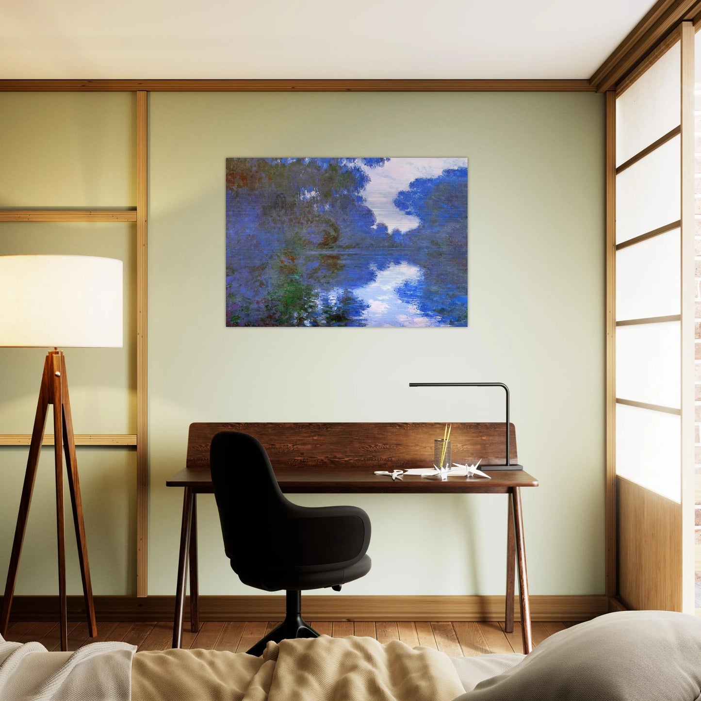 Morning on the Seine, Clear Weather 02 - claude monet Brushed Aluminum Print - 70x100 cm / 28x40 inches | claude monet Aluminum Print | claude monet Prints