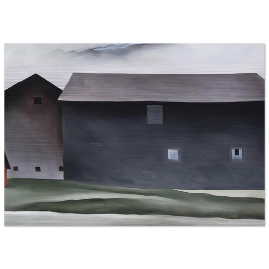 Lake George Barns - Georgia O'Keeffe Brushed Aluminum Print - 70x100 cm / 28x40 inches | Georgia O'Keeffe Aluminum Print | Georgia O'Keeffe Prints