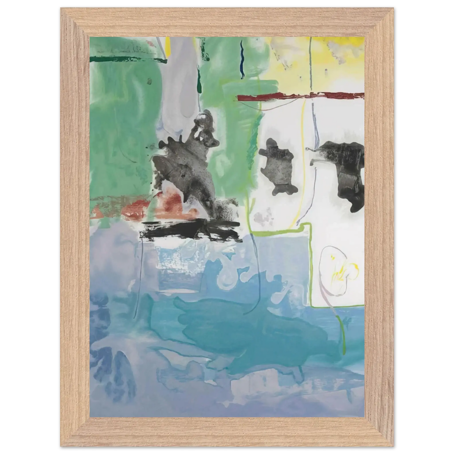 Helen Frankenthaler - West Wind - 1997 Wall art - 50x70 cm / 20x28 Inches - Premium Wooden Framed Poster With Fine Art Paper - Black frame