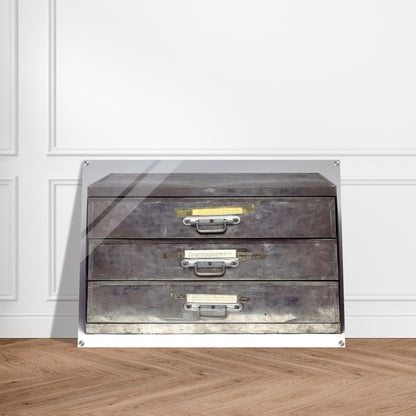 ATTEMPT AT RECREATION THREE DRAWERS 1971 - Christian Boltanski Acrylic Print - 70x100 cm / 28x40″ inches