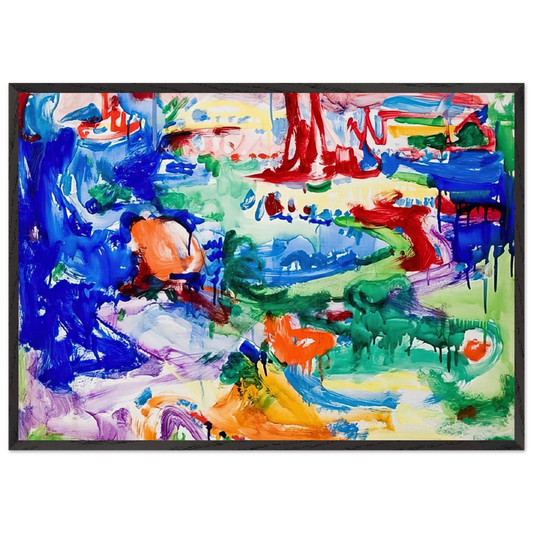 LANDSCAPE N4 - Hans Hofmann 70x100 cm / 28x40 inches Framed Art Print – Black Wooden Frame