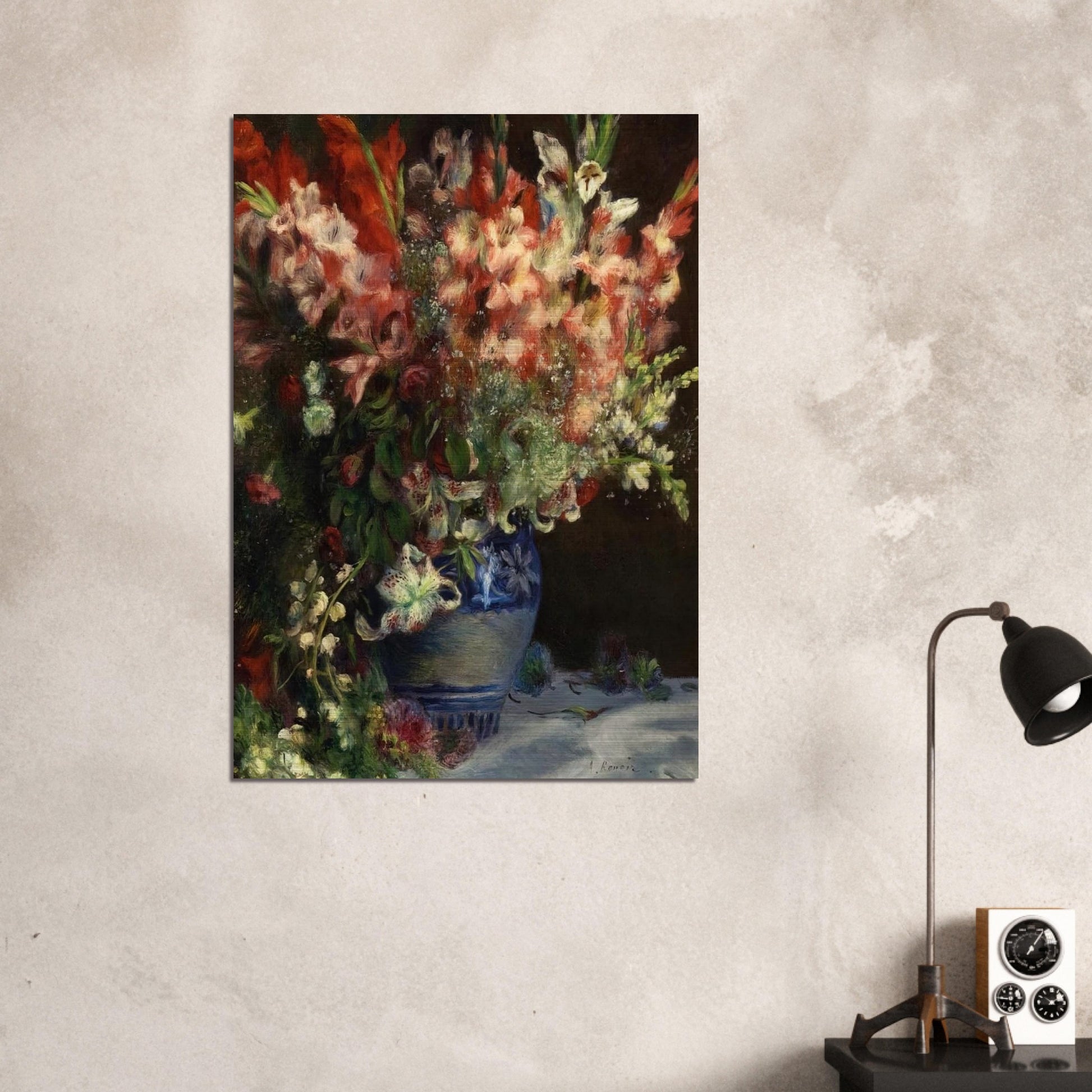 Gladiolas in a Vase - Pierre-Auguste Renoir Brushed Aluminum Print - 70x100 cm / 28x40 inches | Pierre-Auguste Renoir Aluminum Print | Pierre-Auguste Renoir Prints