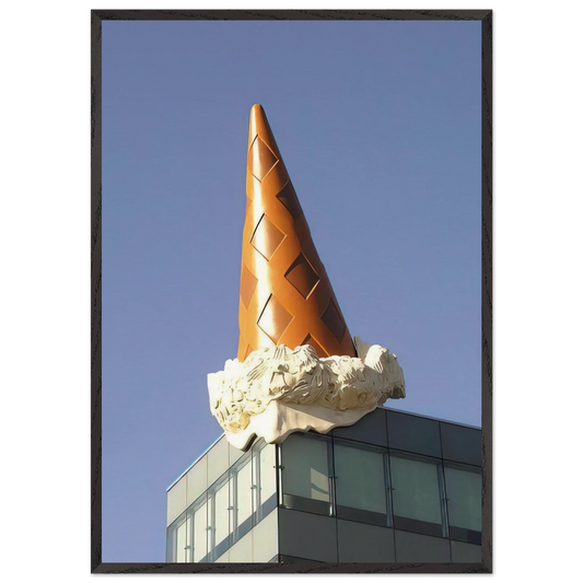DROPPED CONE COLLABORATION WITH VAN BRUGGEN 2001 - Claes Oldenburg 70x100 cm / 28x40 inches Framed Art Print – Black Wooden Frame