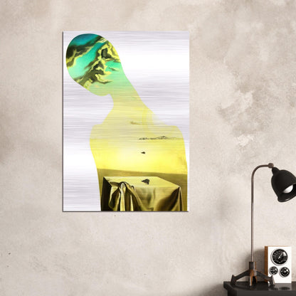 COUPLE WITH CLOUDS IN THEIR HEADS WOMAN - Salvador Dali Brushed Aluminum Print - 70x100 cm / 28x40 inches | Salvador Dali Aluminum Print | Salvador Dali Prints