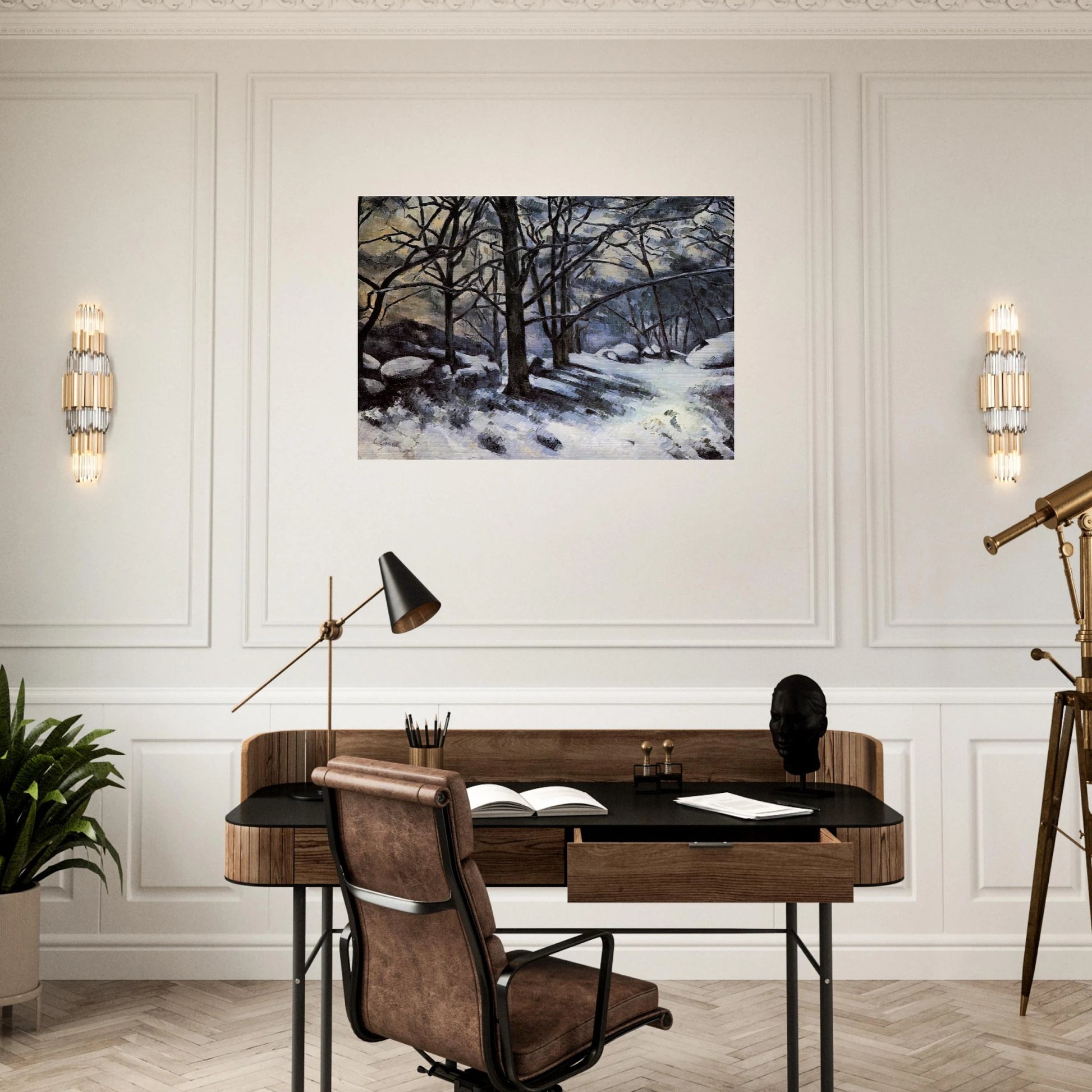Melting Snow. Fontainbleau - Paul Cézanne Brushed Aluminum Print - 70x100 cm / 28x40 inches | Paul Cézanne Aluminum Print | Paul Cézanne Prints
