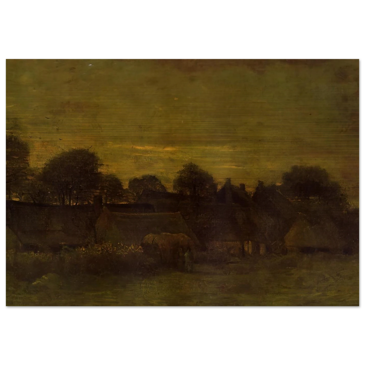 Village at sunset - Vincent van Gogh Brushed Aluminum Print - 70x100 cm / 28x40 inches | Vincent van Gogh Aluminum Print | Vincent van Gogh Prints