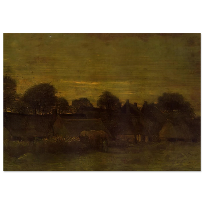 Village at sunset - Vincent van Gogh Brushed Aluminum Print - 70x100 cm / 28x40 inches | Vincent van Gogh Aluminum Print | Vincent van Gogh Prints