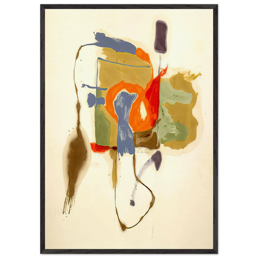Blue Form in a Scene - 1961 - Helen Frankenthaler 70x100 cm / 28x40 inches Framed Art Print – Black Wooden Frame