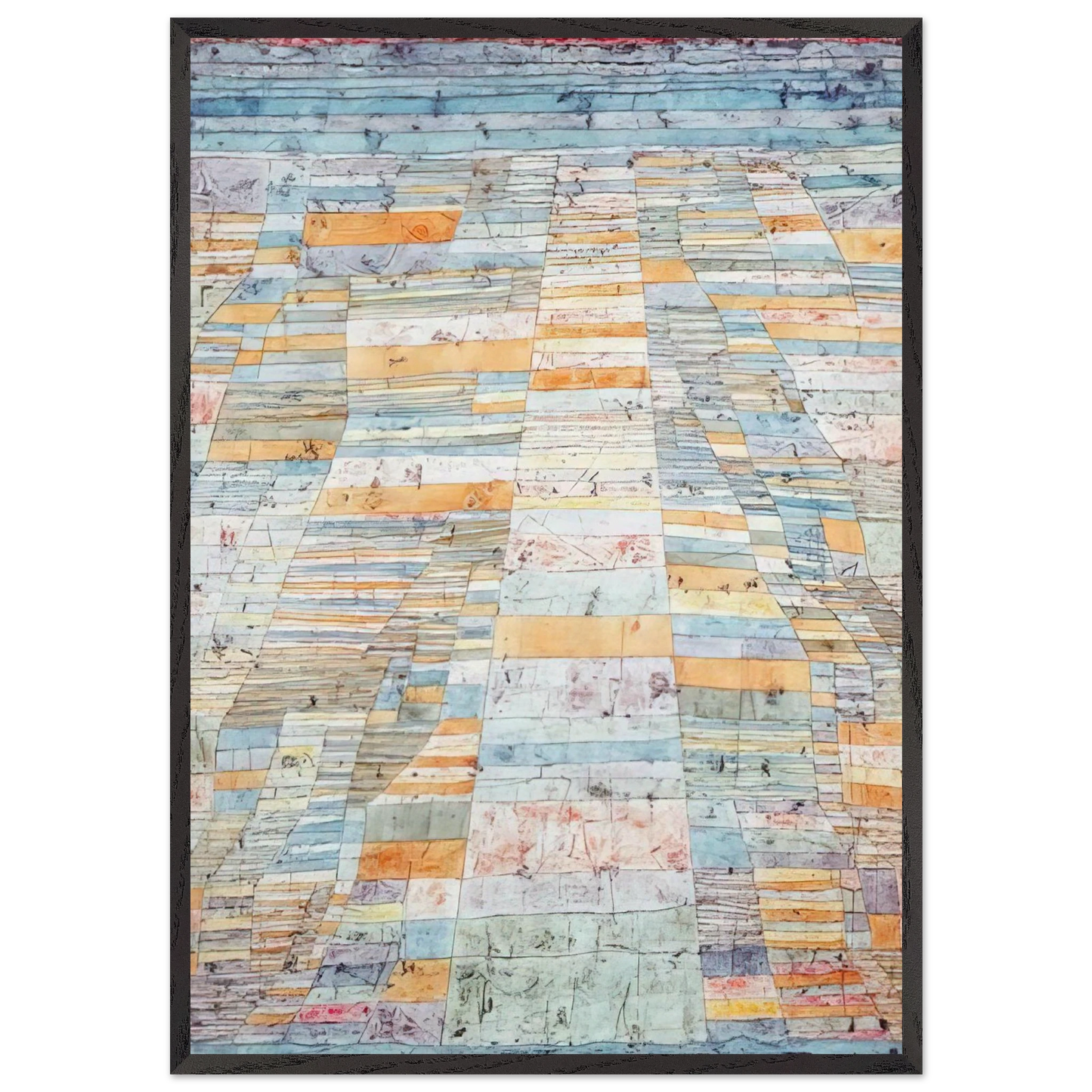 MAIN PATH AND BYWAYS 1929 - Paul Klee 70x100 cm / 28x40 inches Framed Art Print – Black Wooden Frame
