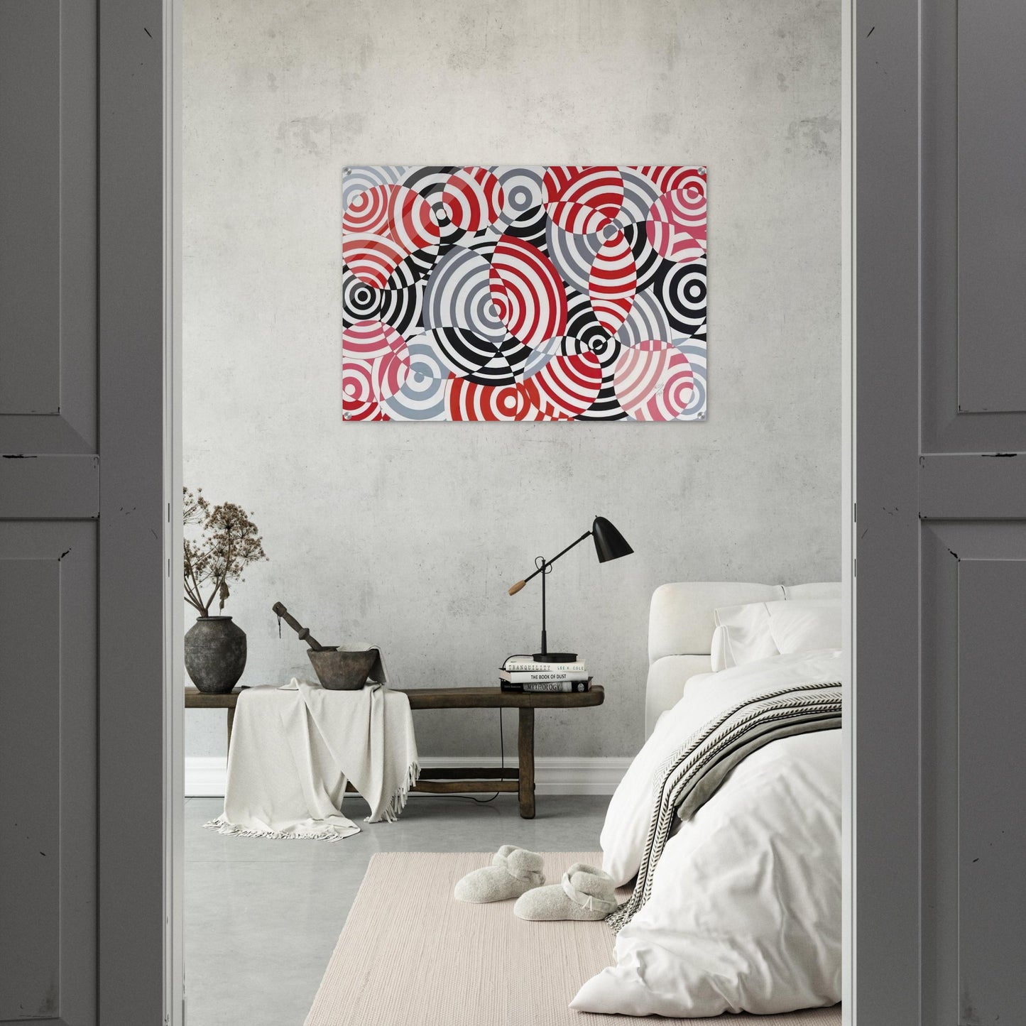 Interférences en rouge et gris No. 640 - 1963 - Antonio Asis Acrylic Print - 70x100 cm / 28x40″ inches | Antonio Asis Wall Art | Antonio Asis Prints
