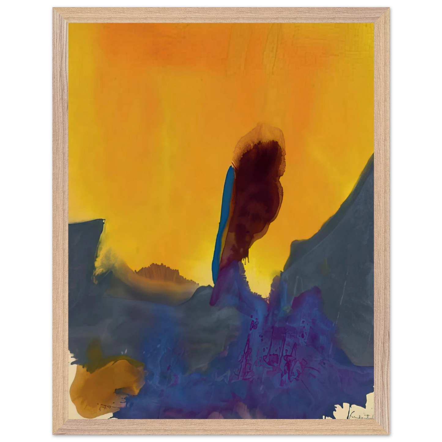 Helen Frankenthaler - Glow II - 1968 Wall art - 28x43  cm / XL (11x17 inches) - Premium Wooden Framed Poster With Fine Art Paper-canvas - White frame