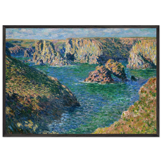 Port Donnant Belle Ile - claude monet 70x100 cm / 28x40 inches Framed Art Print – Black Wooden Frame