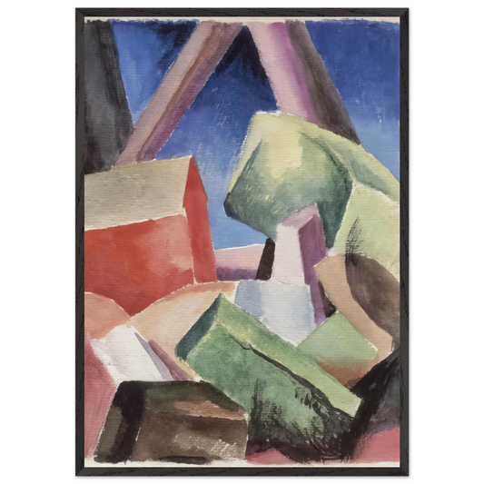 HOUSE IN CUBIST LANDSCAPE 1920 - Thomas Hart Benton 70x100 cm / 28x40 inches Framed Art Print – Black Wooden Frame