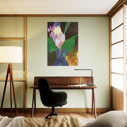 Blue Vase With Flowers - 2002 - Aldemir Martins Brushed Aluminum Print - 70x100 cm / 28x40 inches | Aldemir Martins Aluminum Print | Aldemir Martins Prints