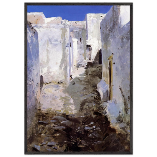 A Street in Algiers - John Singer Sargent 70x100 cm / 28x40 inches Framed Art Print – Black Wooden Frame