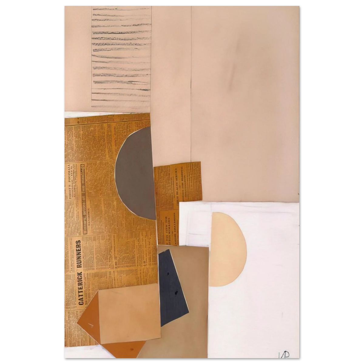 Abstract in White, Grey and Ochre - 1949 - Victor Pasmore Art Prints - 100x150 cm / 40x60″ inches | Victor Pasmore Poster | Victor Pasmore Prints