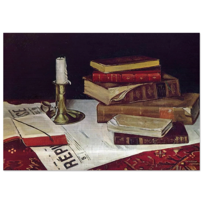 STILL LIFE WITH BOOKS AND CANDLE 1890 - Henri Matisse Brushed Aluminum Print - 70x100 cm / 28x40 inches | Henri Matisse Aluminum Print | Henri Matisse Prints