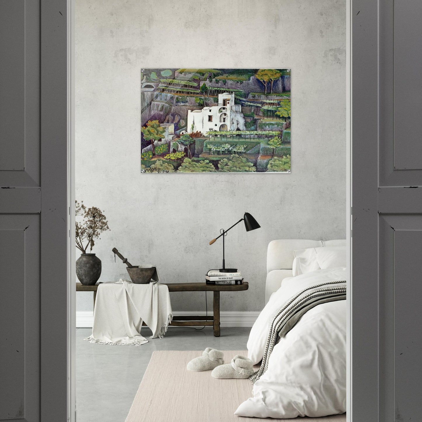 FARMHOUSE RAVELLO COLOUR - MC Escher Acrylic Print - 70x100 cm / 28x40″ inches | Maurits Cornelis Escher Prints