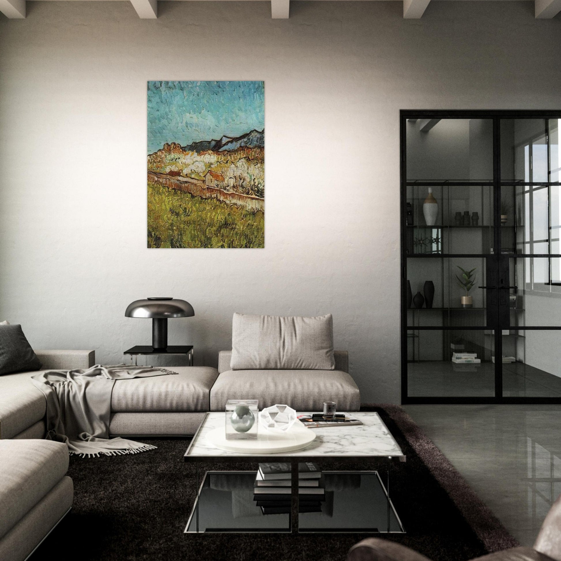At the Foot of the Mountains - Vincent van Gogh Brushed Aluminum Print - 70x100 cm / 28x40 inches | Vincent van Gogh Aluminum Print | Vincent van Gogh Prints