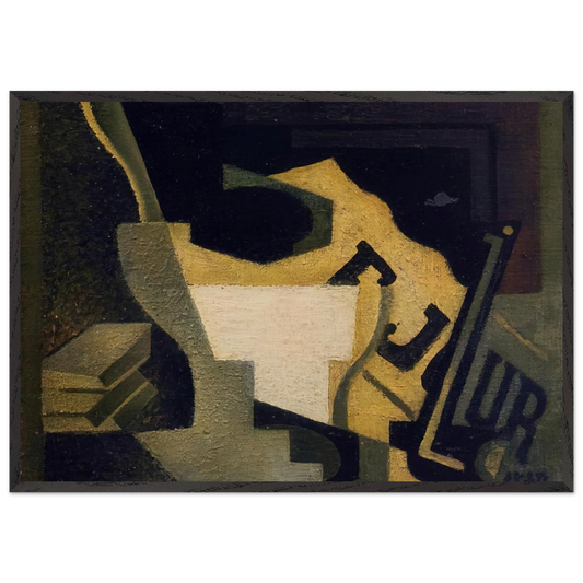 STILL LIFE WITH NEWSPAPER 1918 - Juan Gris 70x100 cm / 28x40 inches Framed Art Print – Black Wooden Frame