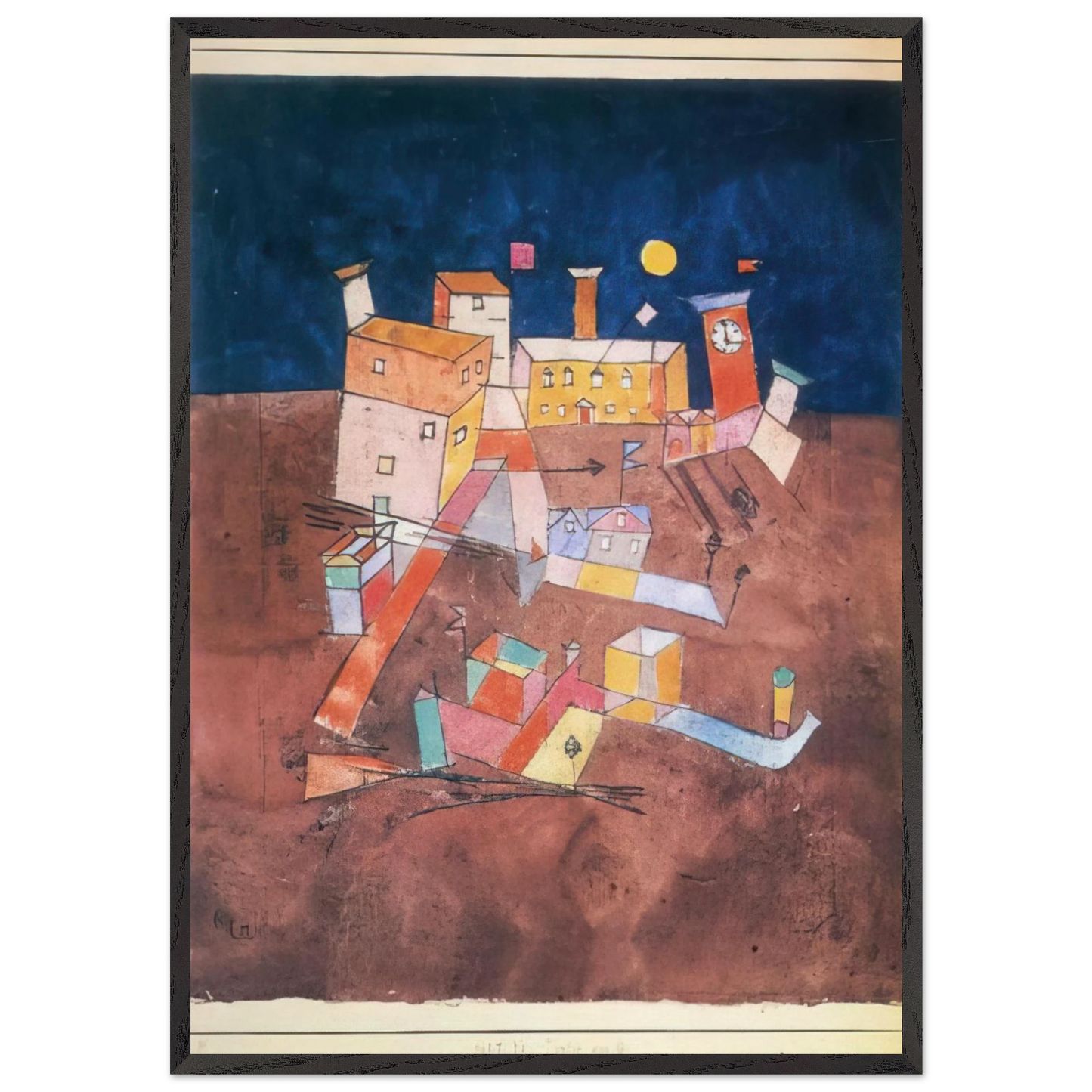 PART OF G 1927 - Paul Klee 70x100 cm / 28x40 inches Framed Art Print – Black Wooden Frame