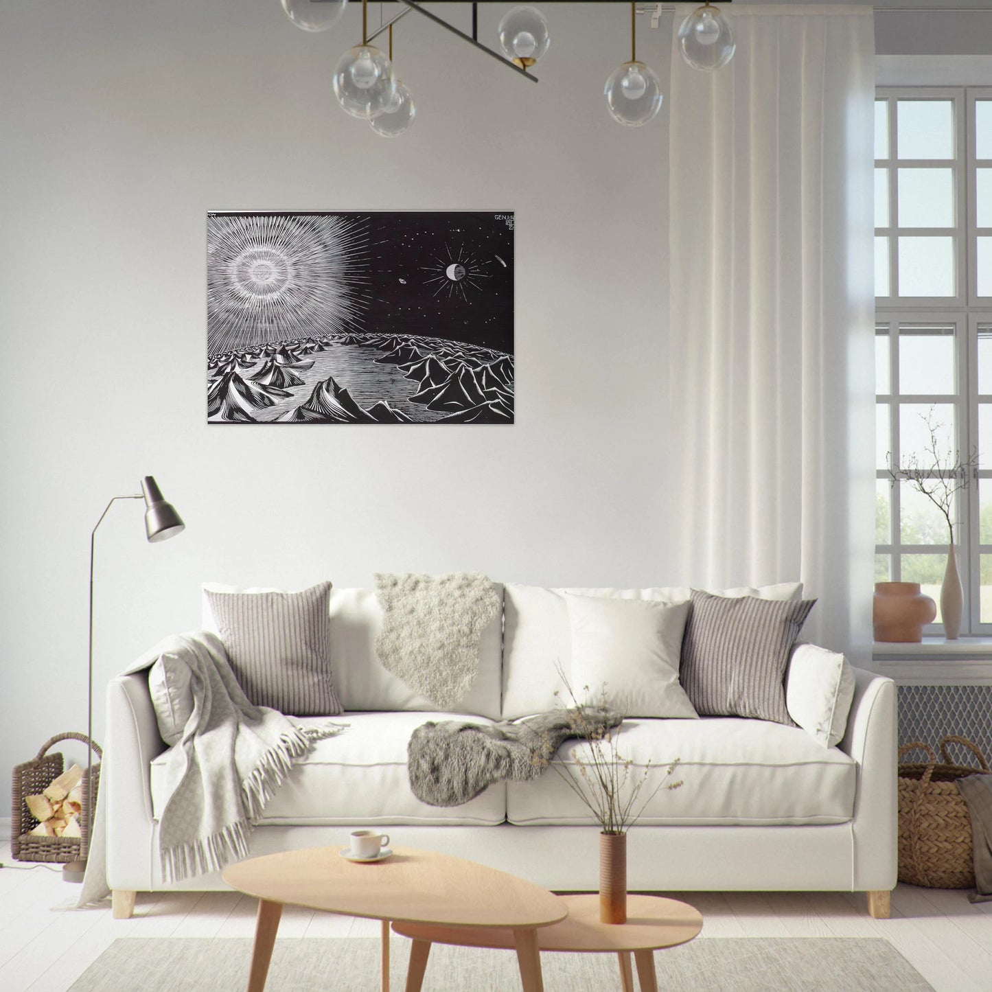 THE 4TH DAY OF THE CREATION - MC Escher Brushed Aluminum Print - 70x100 cm / 28x40 inches | MC Escher Aluminum Print | MC Escher Prints | Maurits Cornelis Escher Prints