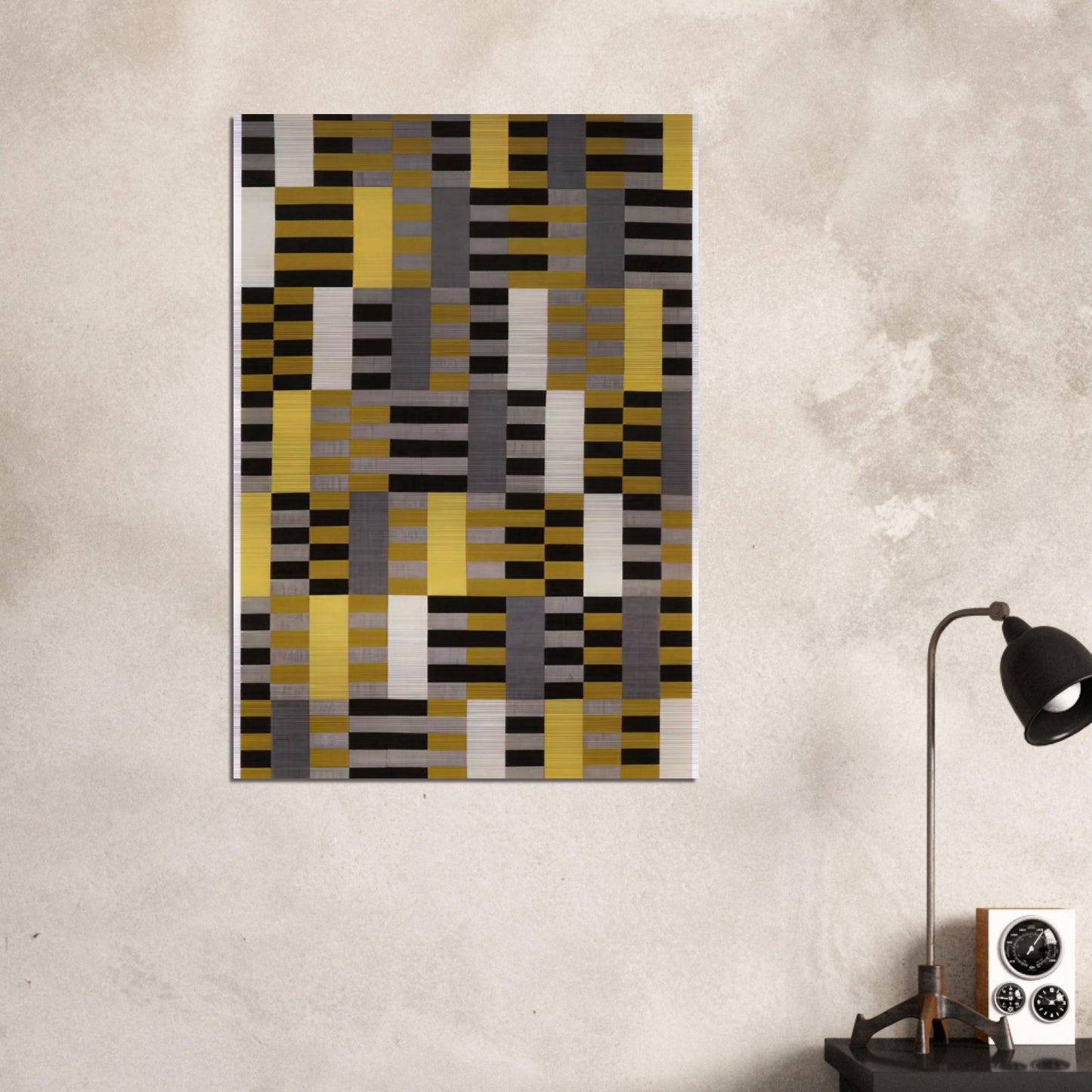 BLACK WHITE YELLOW 1926 - Anni Albers Brushed Aluminum Print - 70x100 cm / 28x40 inches | Anni Albers Aluminum Print | Anni Albers Prints