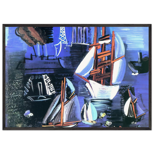 BOATS IN LE HAVRE 1926 - Raoul Dufy 70x100 cm / 28x40 inches Framed Art Print – Black Wooden Frame