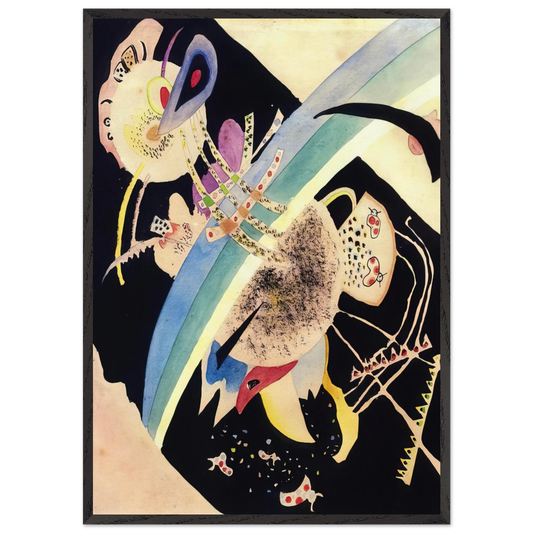 STUDY FOR CIRCLES ON BLACK 1921 - Wassily Kandinsky 70x100 cm / 28x40 inches Framed Art Print – Black Wooden Frame