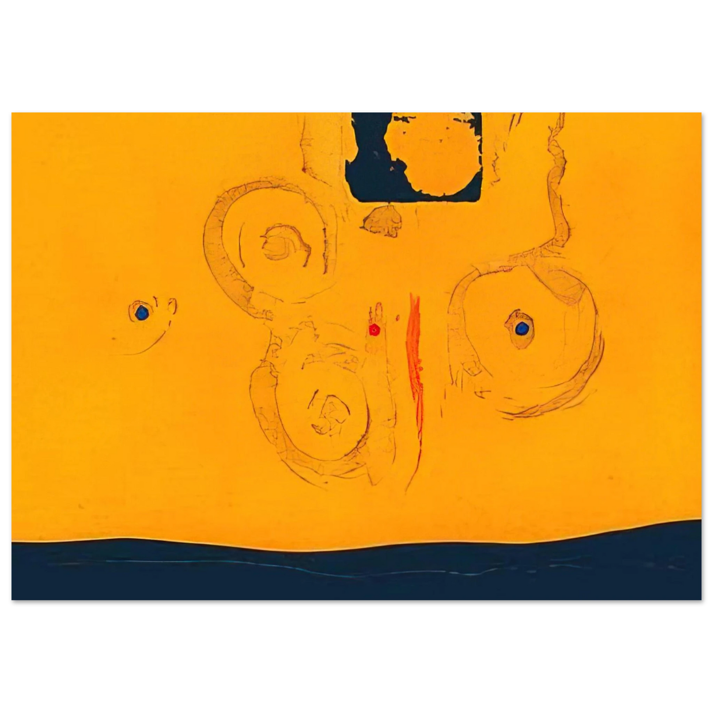 Helen Frankenthaler - Plaza Real - 1988 Wall art - 28x43  cm / XL (11x17 inches) - Premium Wooden Framed Poster With Fine Art Paper-canvas - White frame