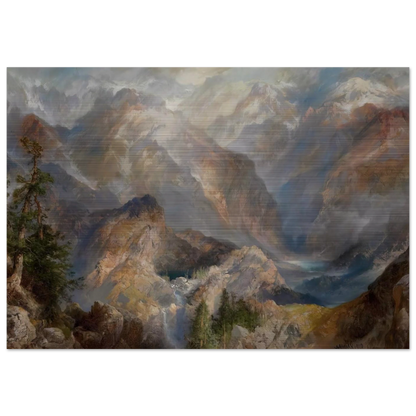 Morning in the Sierras, Nevada - Thomas Moran Brushed Aluminum Print - 70x100 cm / 28x40 inches | Thomas Moran Aluminum Print | Thomas Moran Prints