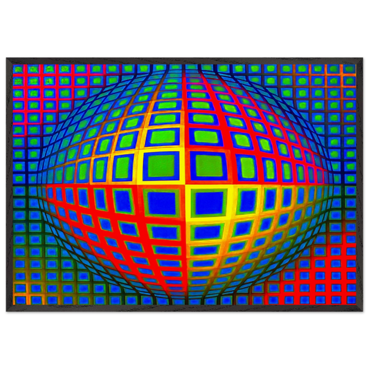 Vega-Nor - 1969 - Victor Vasarely 70x100 cm / 28x40 inches Framed Art Print – Black Wooden Frame