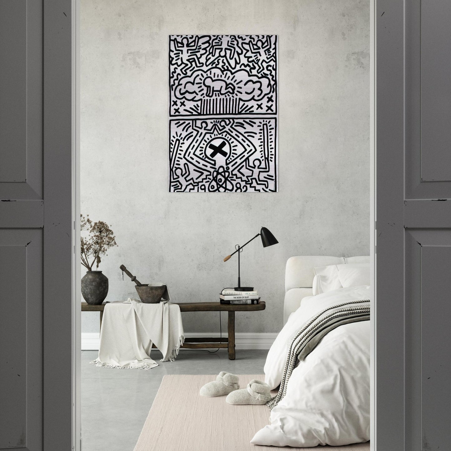 ANTI NUCLEAR RALLY 1982 - Keith Haring Brushed Aluminum Print - 70x100 cm / 28x40 inches | Keith Haring Aluminum Print | Keith Haring Prints