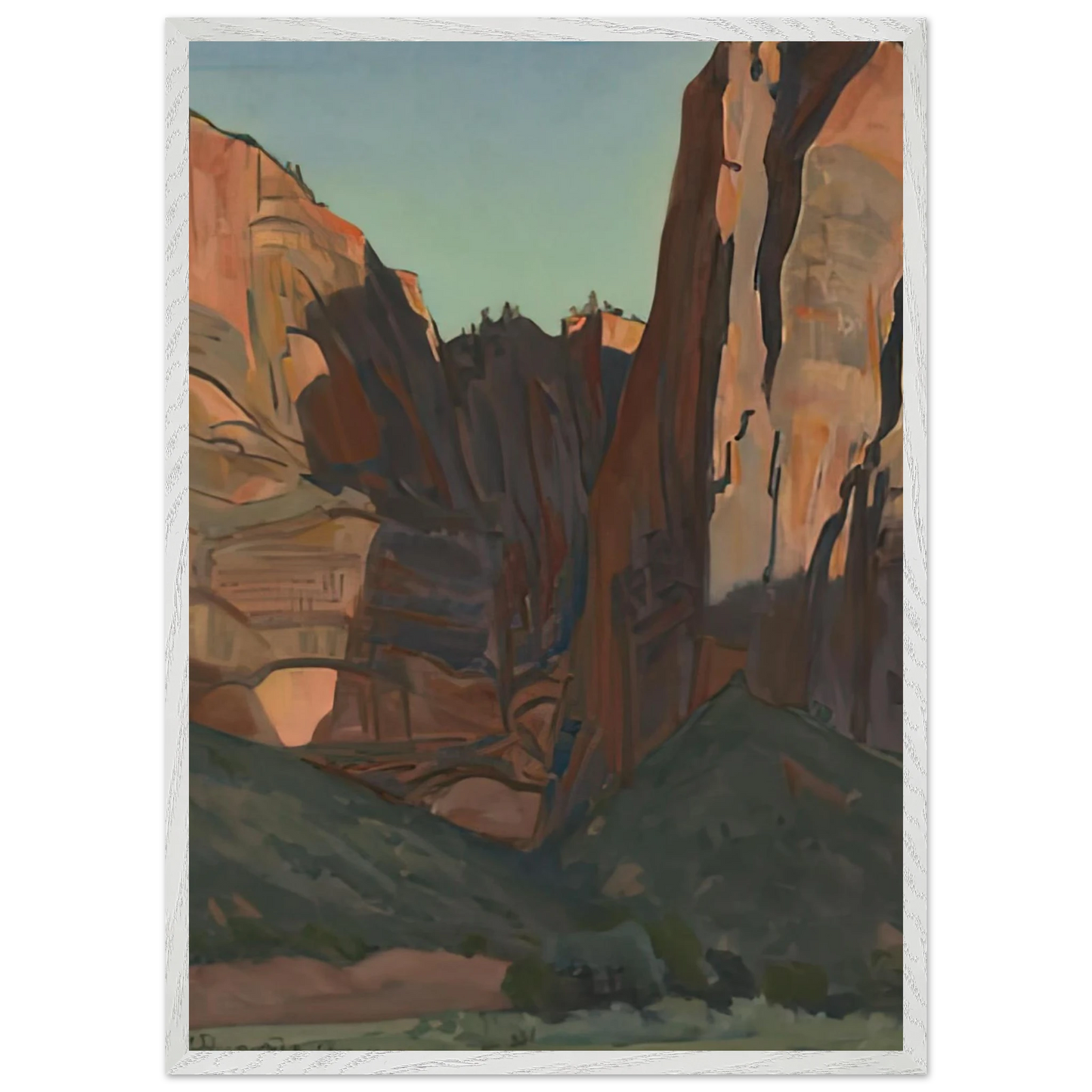 Maynard Dixon - NOTCH IN THE WALL ZION NATIONAL PARK AUGUST 1933 1933 Wall art - A2 (42 x 59.4  cm) - Premium Wooden Framed Poster With Fine Art Paper-canvas - White frame