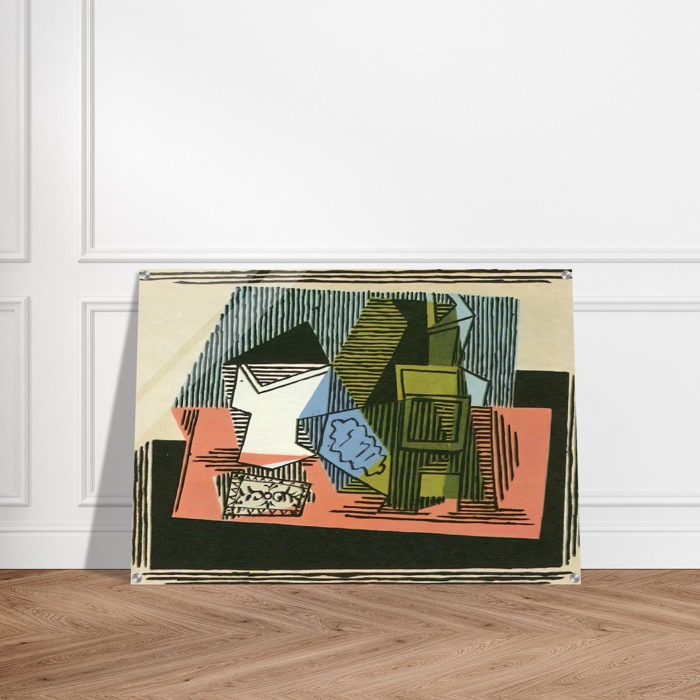 Glass, bottle, packet of tobacco - Pablo Picasso Acrylic Print - 70x100 cm / 28x40″ inches | Pablo Picasso Wall Art | Pablo Picasso Prints