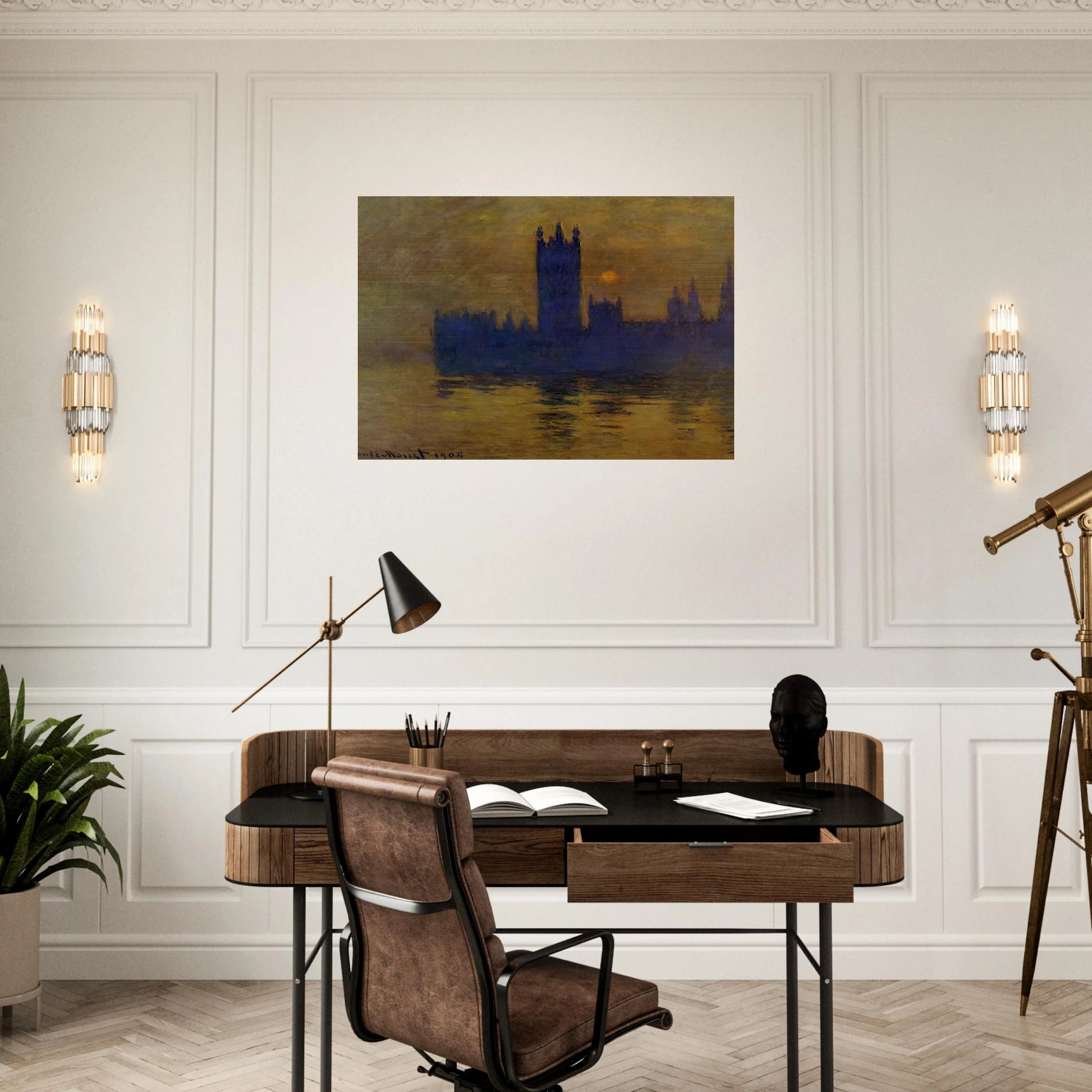 Houses of Parliament, Sunset 02 - claude monet Brushed Aluminum Print - 70x100 cm / 28x40 inches | claude monet Aluminum Print | claude monet Prints