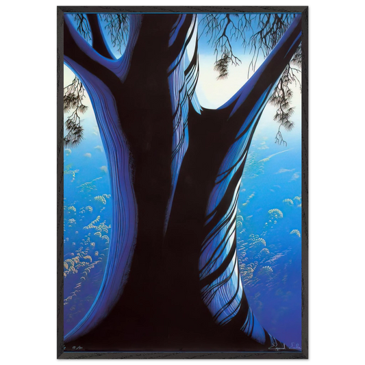 Blue Pine - Eyvind Earle 70x100 cm / 28x40 inches Framed Art Print – Black Wooden Frame