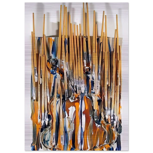 Paintbrushes  Violin - II - 1980 - Arman Brushed Aluminum Print - 70x100 cm / 28x40 inches | Arman Aluminum Print | Arman Prints