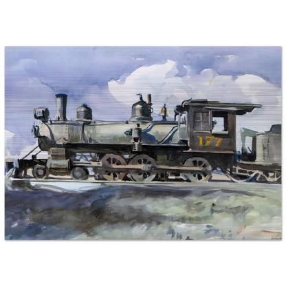 D. and R. G. Locomotive - Edward Hopper Brushed Aluminum Print - 70x100 cm / 28x40 inches | Edward Hopper Aluminum Print | Edward Hopper Prints