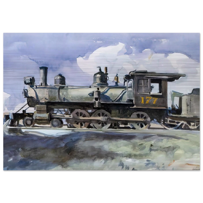 D. and R. G. Locomotive - Edward Hopper Brushed Aluminum Print - 70x100 cm / 28x40 inches | Edward Hopper Aluminum Print | Edward Hopper Prints