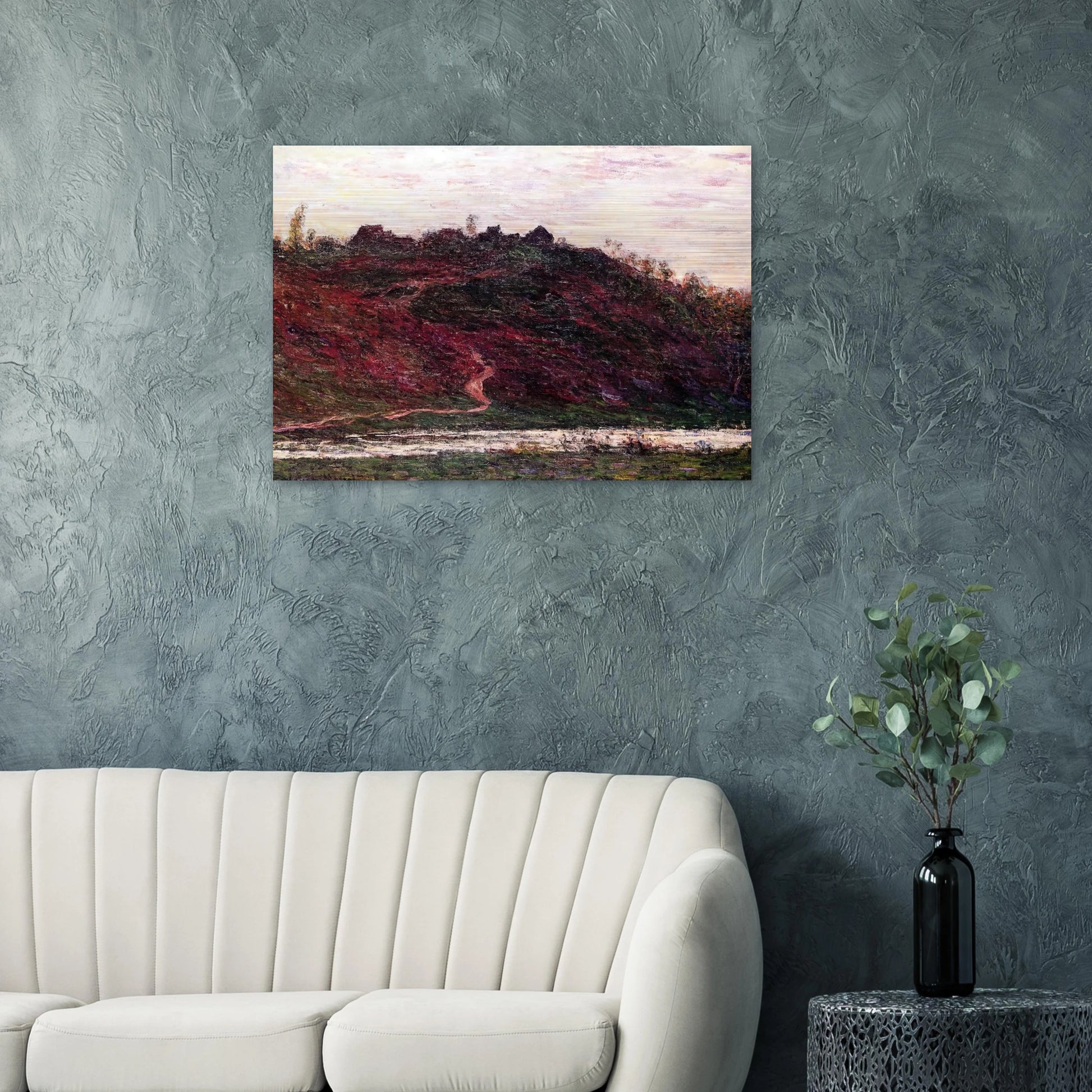 The Village of La Coche-Blond, Evening - claude monet Brushed Aluminum Print - 70x100 cm / 28x40 inches | claude monet Aluminum Print | claude monet Prints