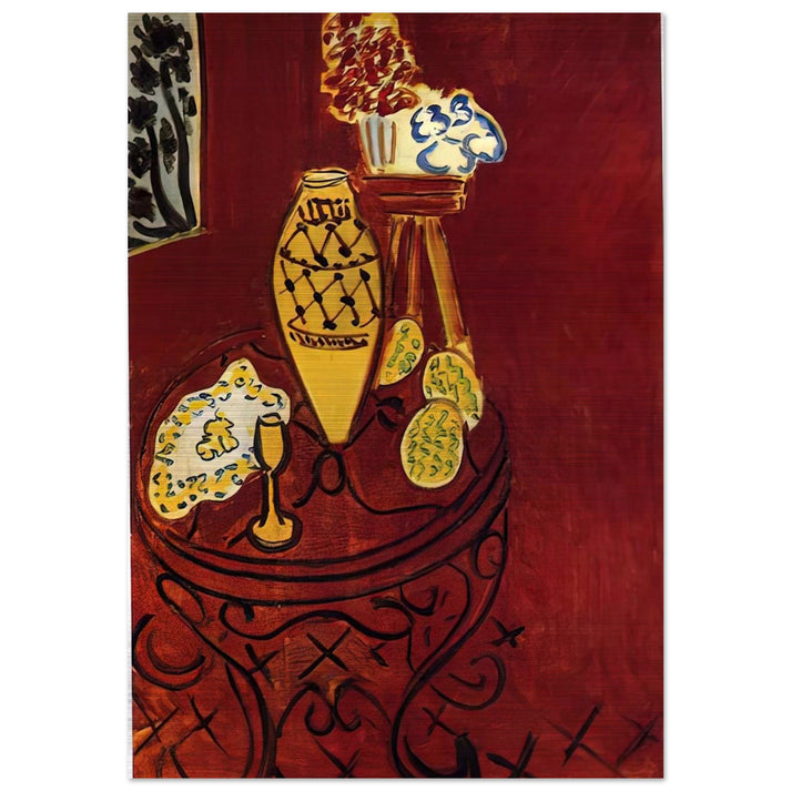 INTERIOR IN VENETIAN RED 1946 - Henri Matisse Brushed Aluminum Print - 70x100 cm / 28x40 inches | Henri Matisse Aluminum Print | Henri Matisse Prints