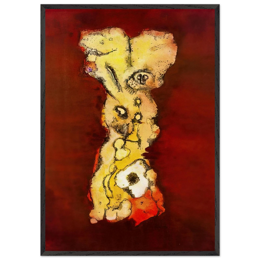 Columna de figura grotescas - Art Informel - Wols 70x100 cm / 28x40 inches Framed Art Print – Black Wooden Frame