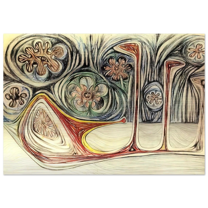 SNAIL S TRACE 1937 - Roberto Matta Brushed Aluminum Print - 70x100 cm / 28x40 inches | Roberto Matta Aluminum Print | Roberto Matta Prints