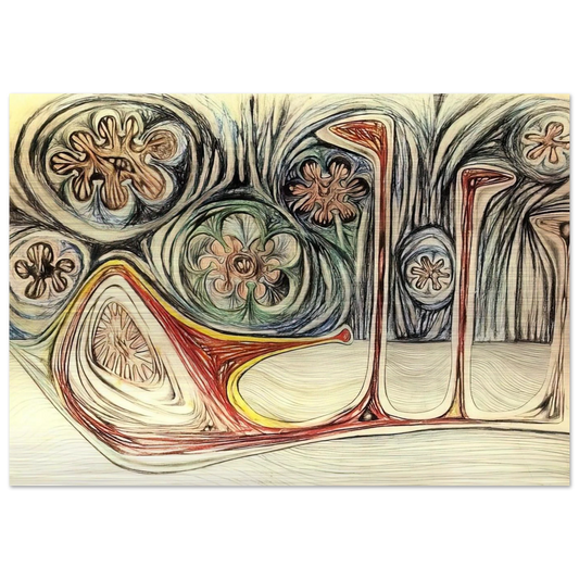 SNAIL S TRACE 1937 - Roberto Matta Brushed Aluminum Print - 70x100 cm / 28x40 inches | Roberto Matta Aluminum Print | Roberto Matta Prints