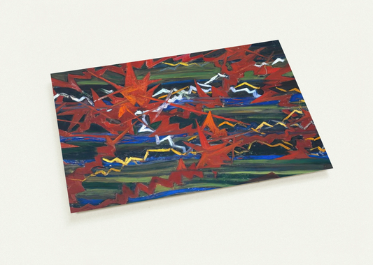 Explosion of Red on Green By Gerardo Dottori Pack of 10 Post Cards | Gerardo Dottori Post Cards | A6 (10.5 x 14.8 cm) - 4.1 x 5.8 inches