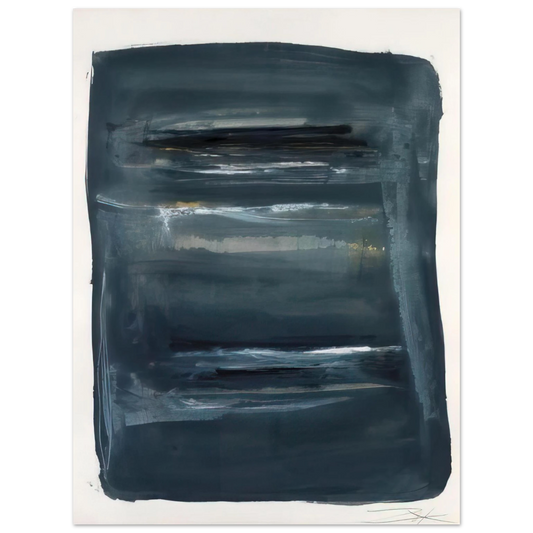 Larry Zox - Abstract with Blue and Black - Abstract Expressionism  75x100 cm / 30x40inches Fine Art Poster