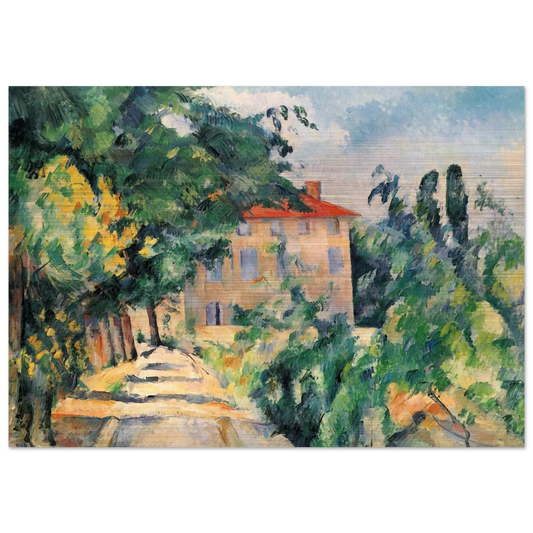 House with Red Roof - Paul Cézanne Brushed Aluminum Print - 70x100 cm / 28x40 inches | Paul Cézanne Aluminum Print | Paul Cézanne Prints