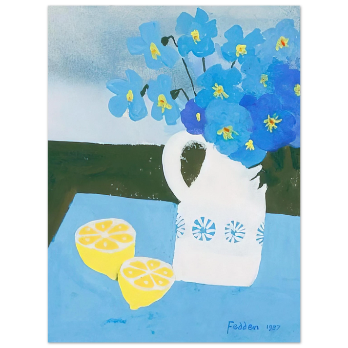 Mary Fedden - Flowers in a vase with lemon - 1987  75x100 cm / 30x40inches Fine Art Poster